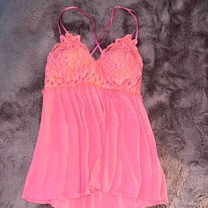 Pink lace tank